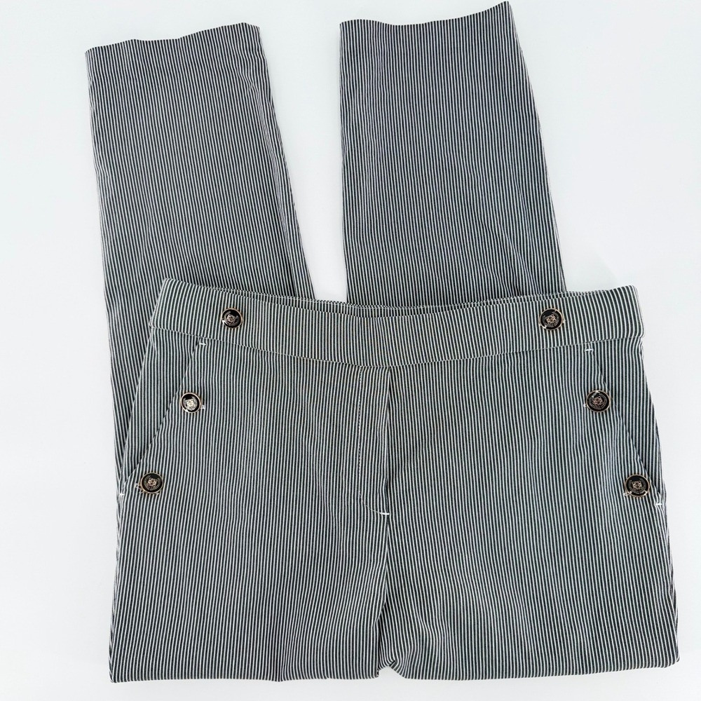 JULES & LEOPOLD Navy Blue White Pinstripe Sailor Button Ankle Pants Large